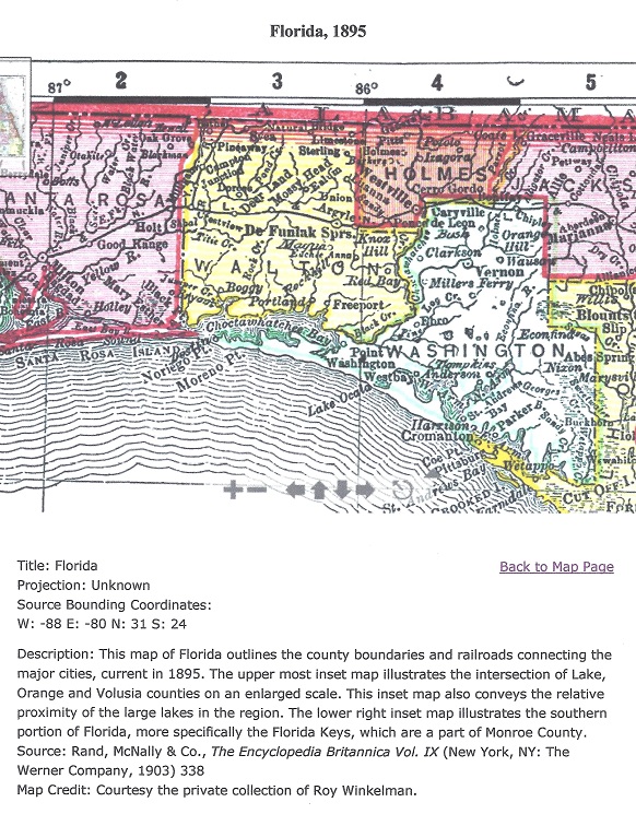 Map 1895 Florida showing Boggy