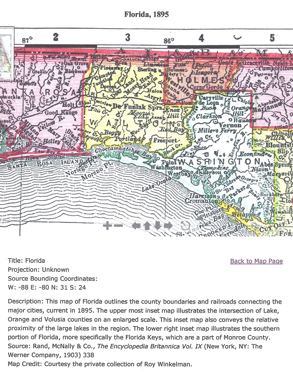 Map 1895 Florida showing Boggy